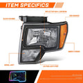 RGB LED Halo DRL Black Housing Amber Corner Headlights for Ford F-150 (2009–2014)