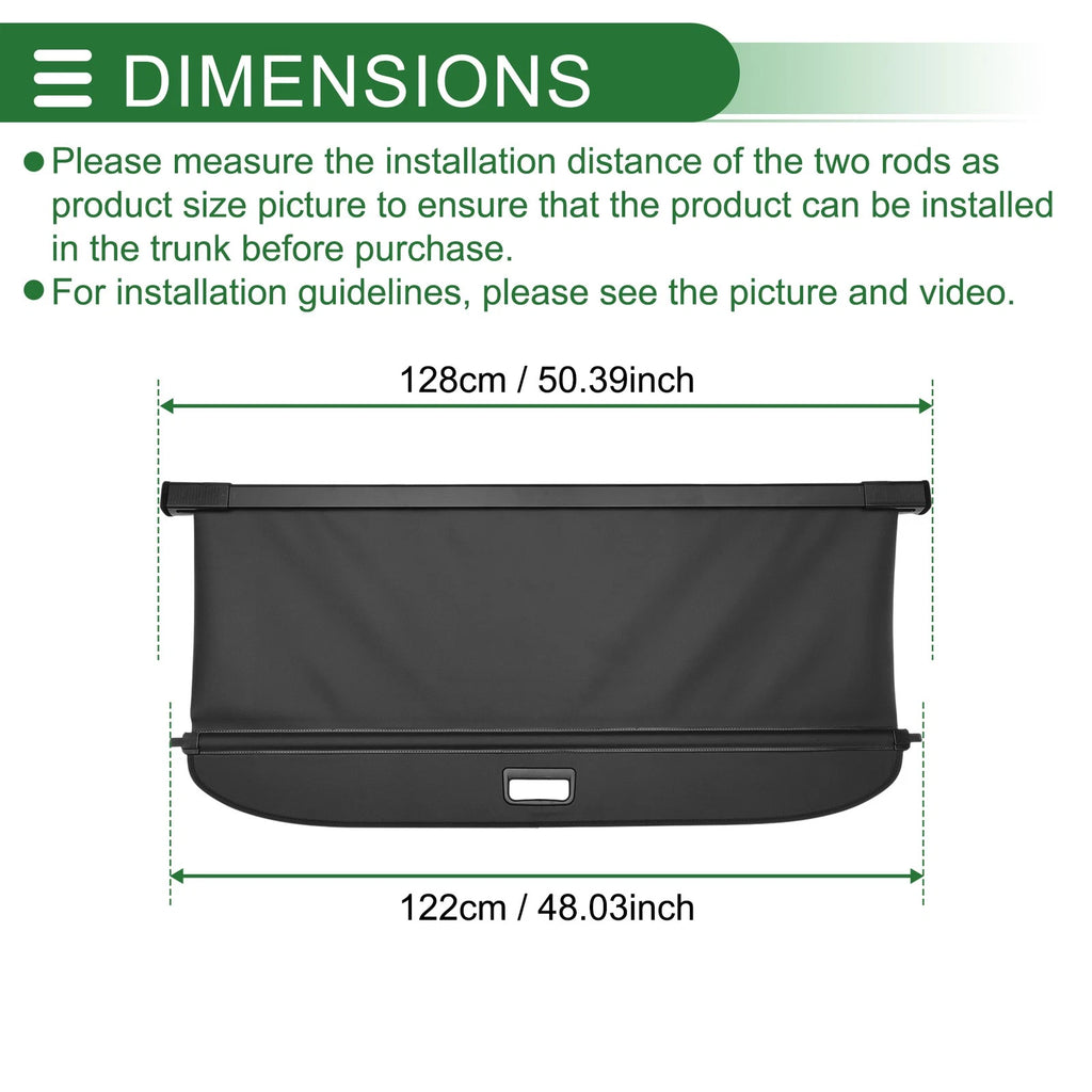 Retractable Cargo Cover for Volkswagen Touran (2006–2015) Gloss Black