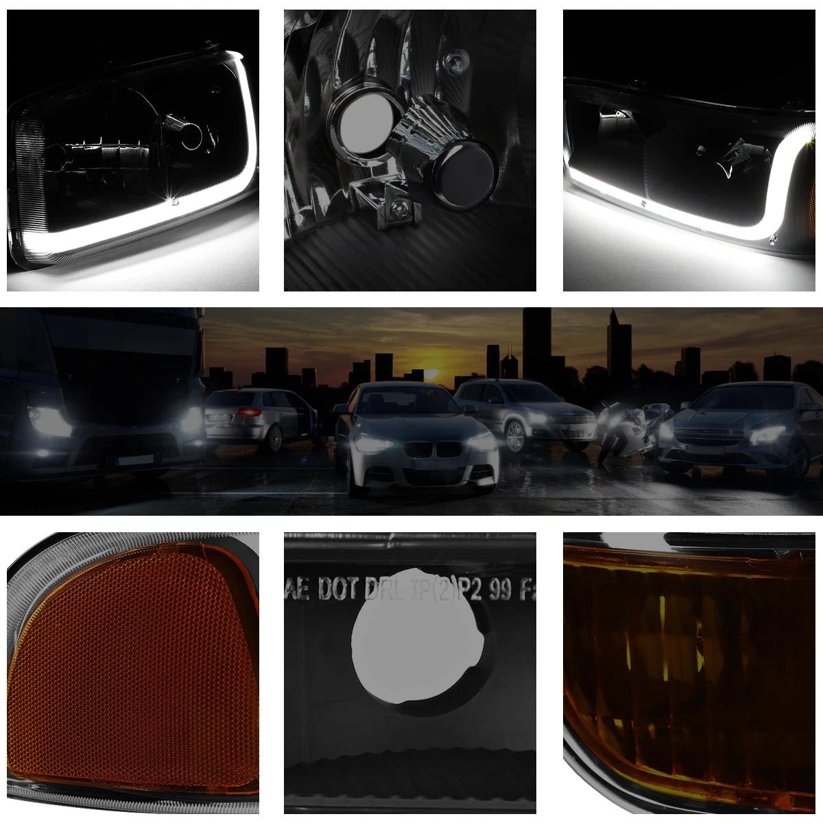 LED DRL Headlight with Bumper Signal Lamps for GMC Sierra/Yukon (1999–2007)