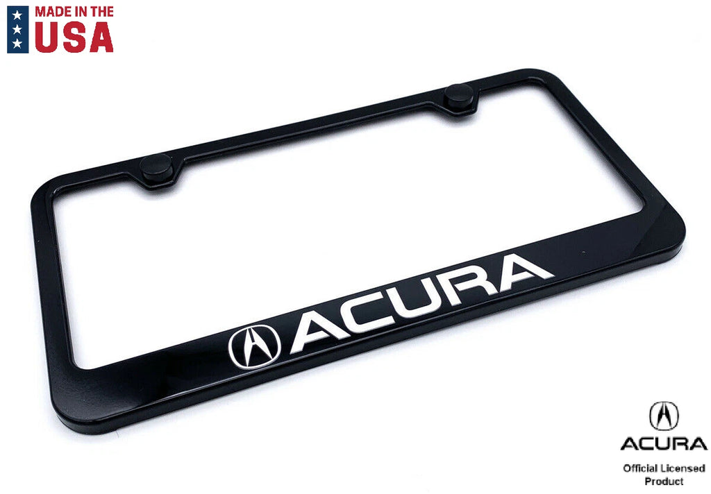 License Plate Frame Black Plastic with White Acura Logo for Acura (2000–2024)