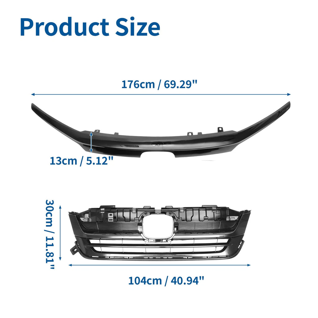 Front Bumper Grille for Honda Pilot (2019–2020) - Black, Set of 1