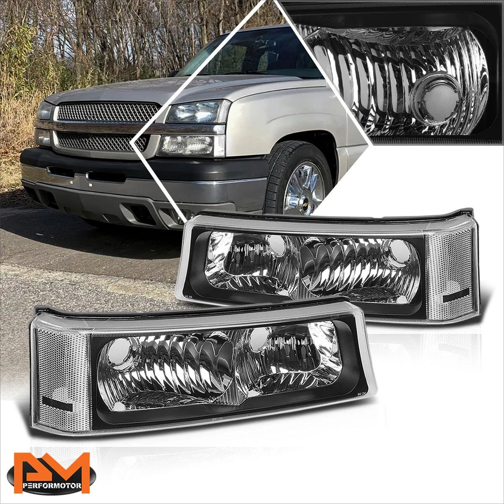 Bumper Lights for Silverado/Avalanche (2003–2007) Black Housing Clear Corner