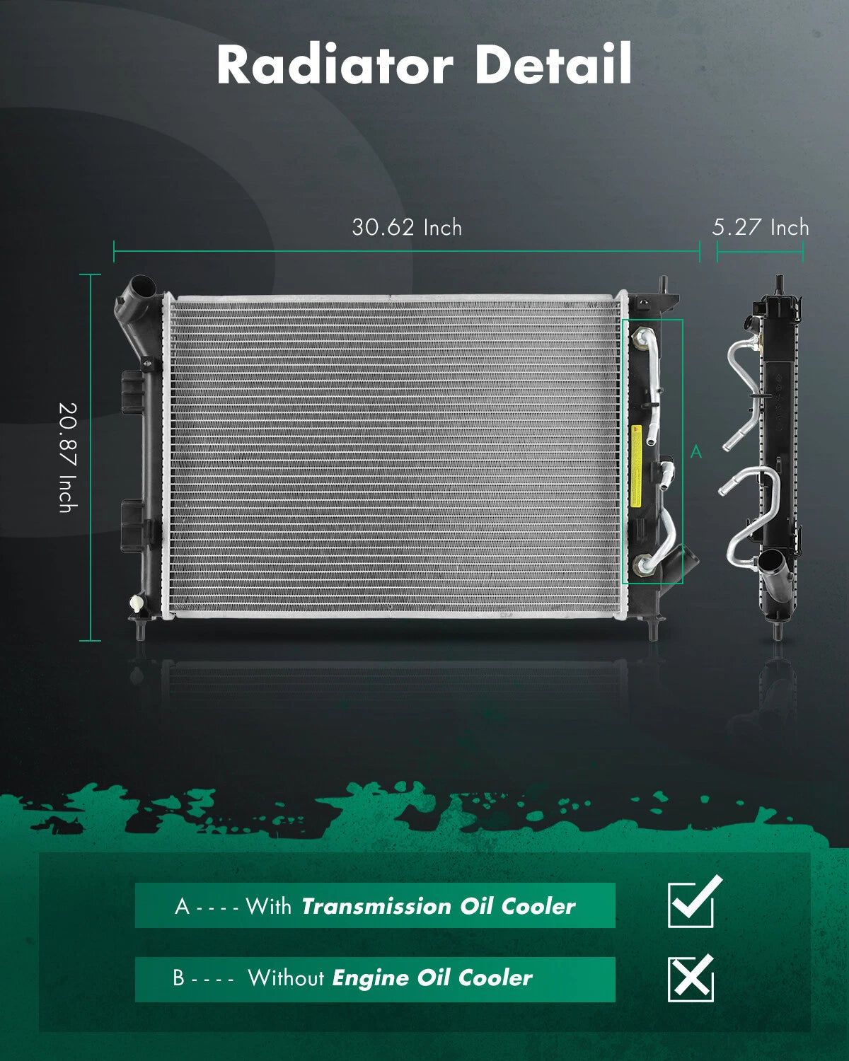 Aluminum Radiator for Kia Soul (2014–2019) 13414