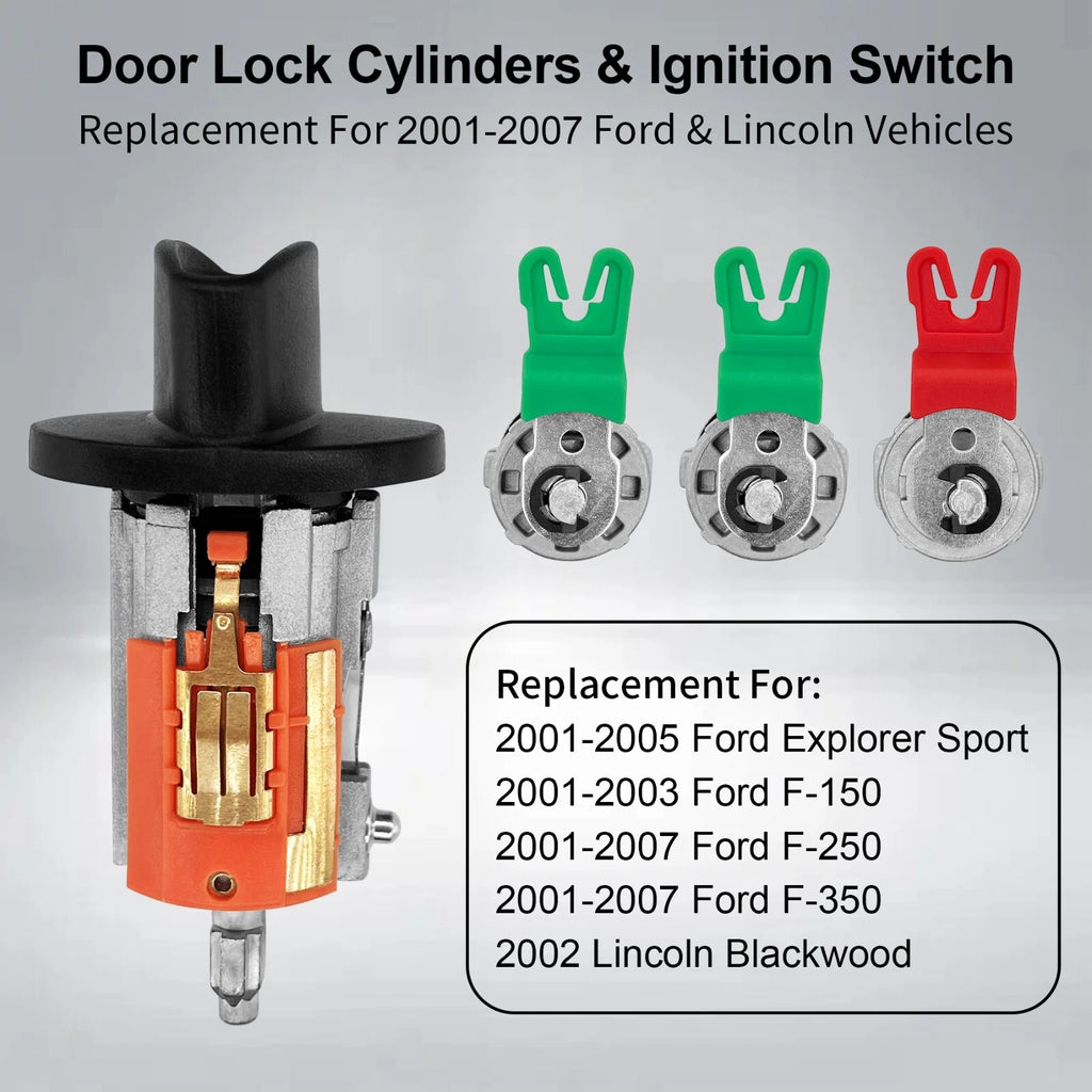 Door Lock Cylinders & Ignition Switch w/ Keys for Ford F150/F250/F350 (2001–2007)