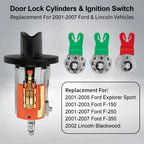Door Lock Cylinders & Ignition Switch w/ Keys for Ford F150/F250/F350 (2001–2007)