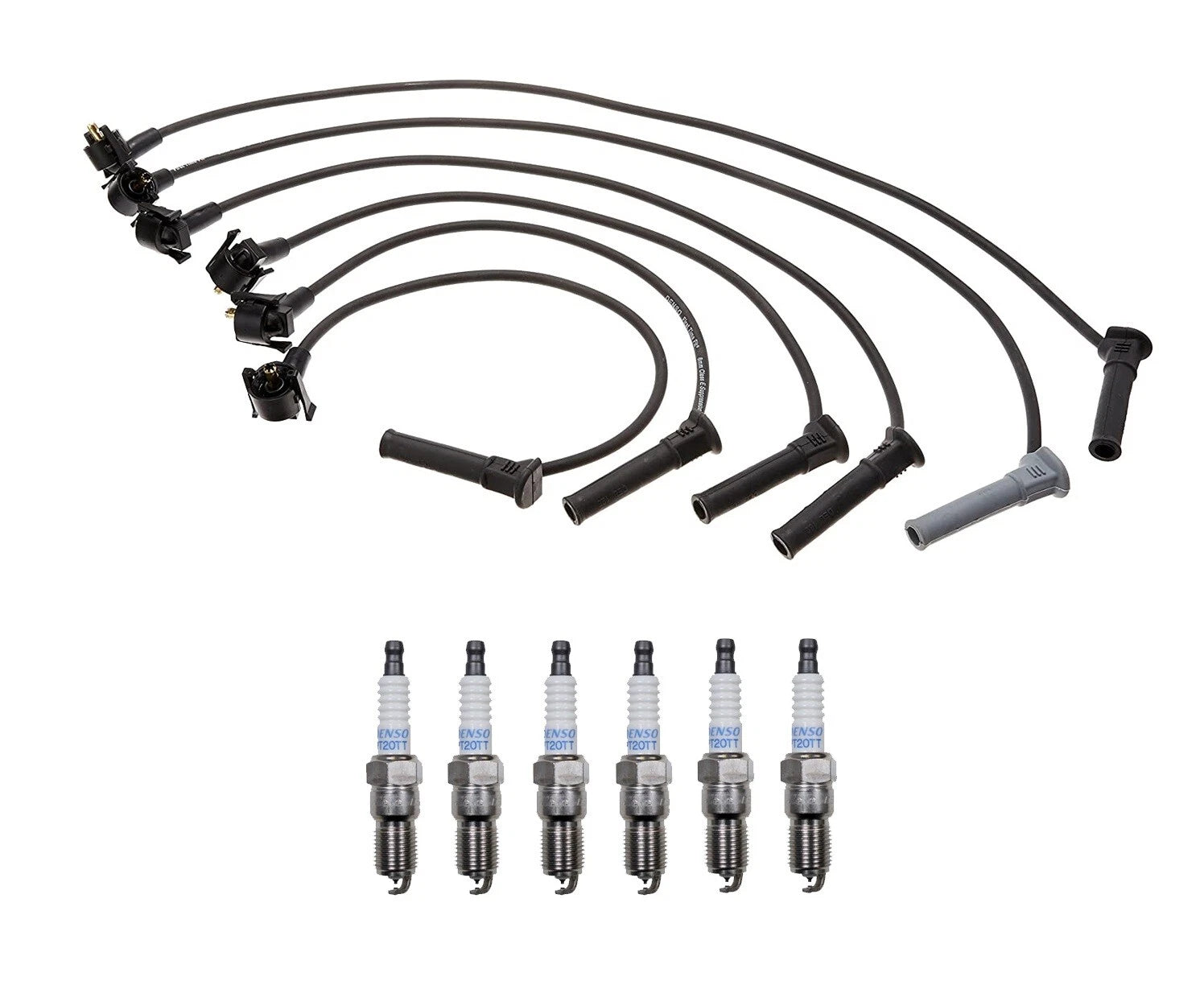Denso 7mm Wire Set & 6 Platinum TT Spark Plugs for Ford Mustang (2005–2010)
