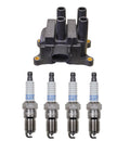 Denso Ignition Coil & 4 Platinum TT Spark Plugs Kit for Ford Mazda 2.3 L4 (2000–2023)