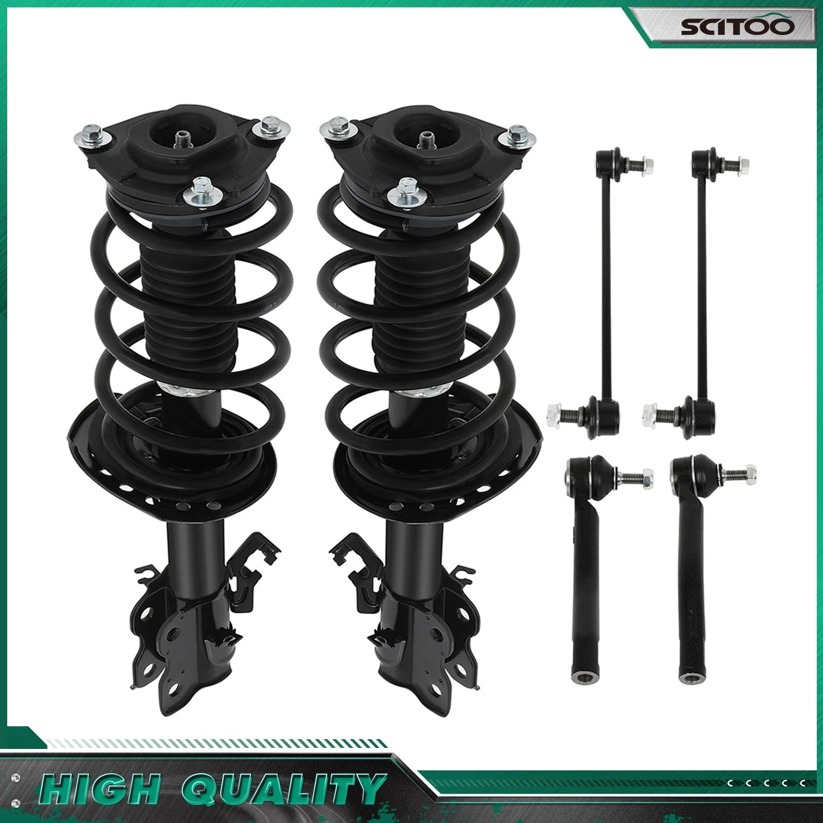 Front Struts Sway Bars Tie Rod Ends Coil Spring Kit for Nissan Sentra (2014–2019)