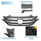 Front Upper Bumper Grille for Honda CR-V (2012–2014) Chrome Silver Tone