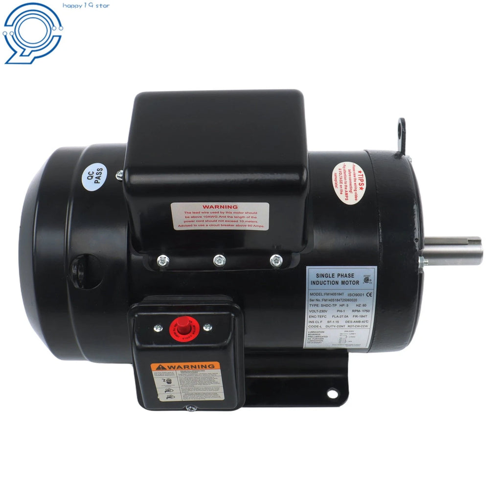 TEFC 5 HP Single Phase Motor 184T 208/230V 60Hz (Farm Duty)