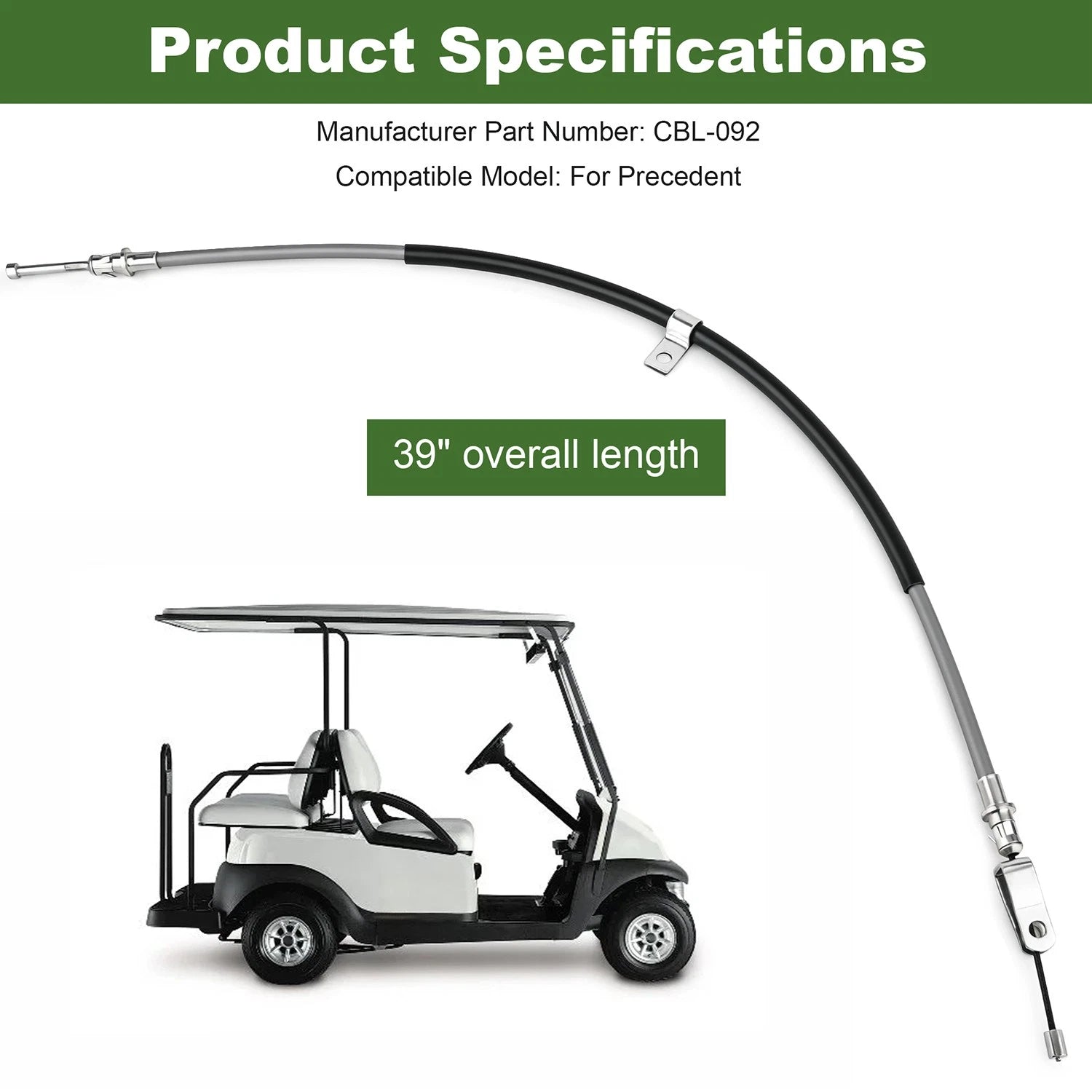 Driver's Side Brake Cable for Club Car Precedent (39")
