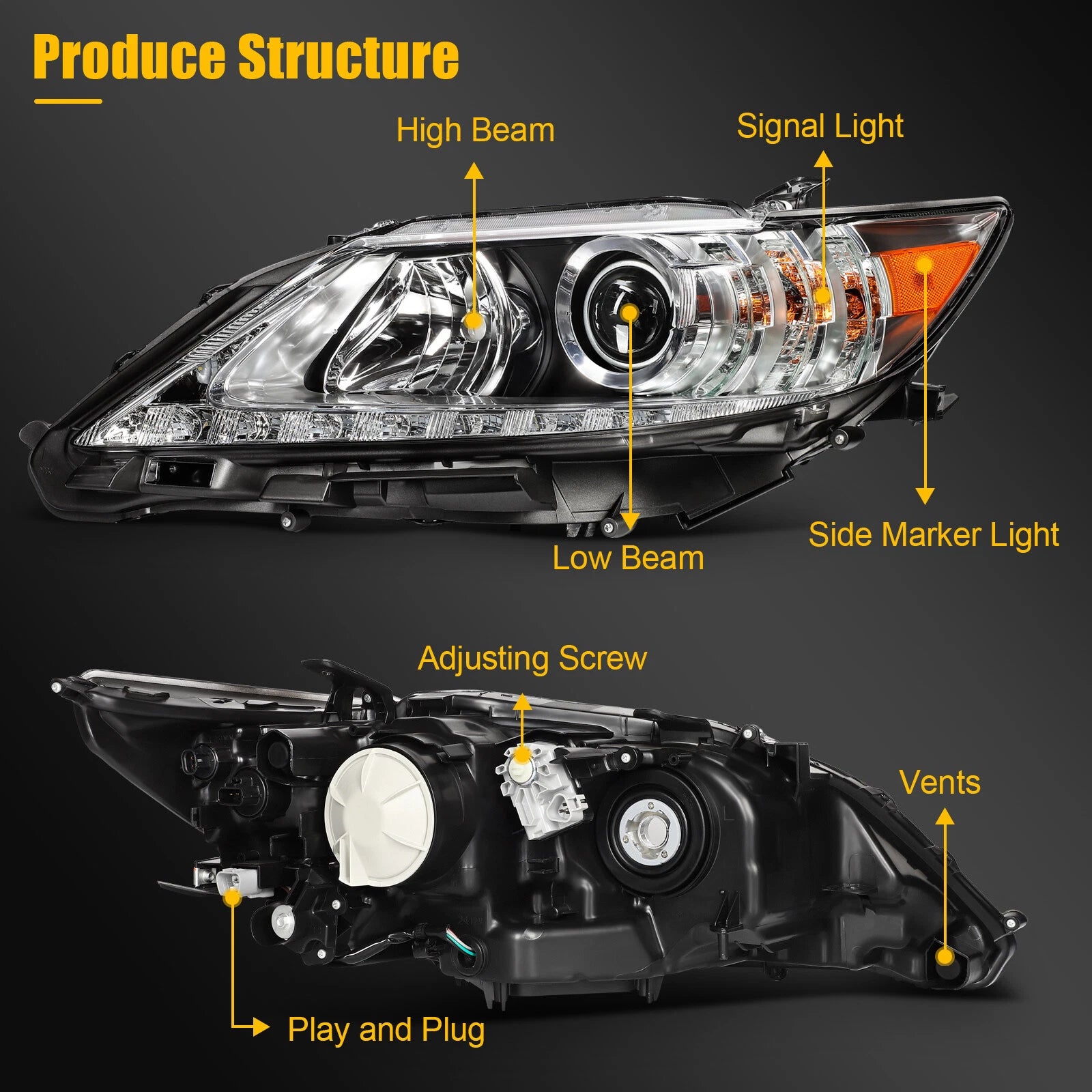 LED Headlight Assembly for Lexus ES350 ES300h (2013–2015) Left Side