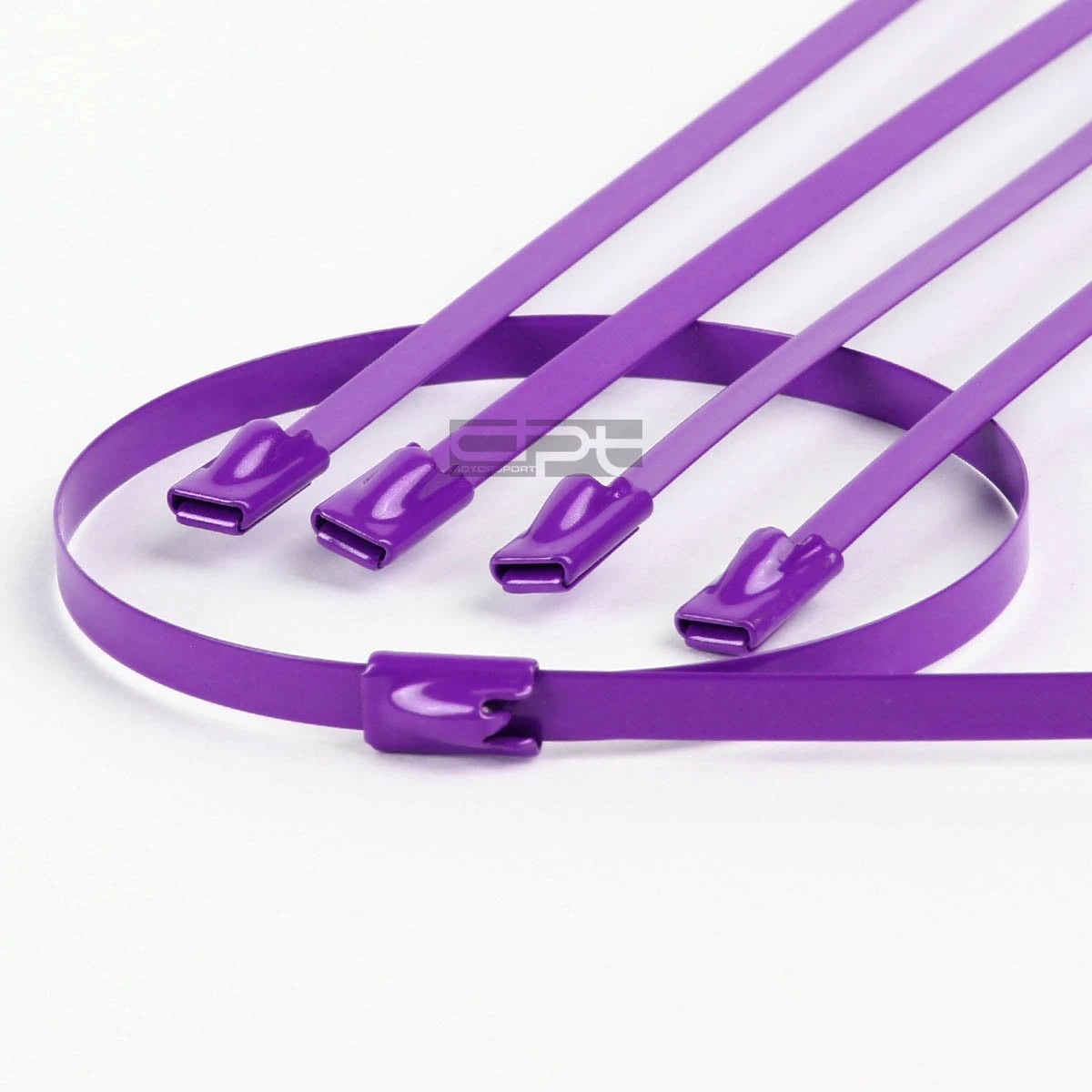 Set of 10 12" 5mm Stainless Purple Self-Locking Zip Ties for Universal Use