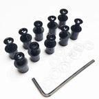 10pcs Windshield Bolt Kit for Motorcycle (Well Nuts/Bolts/Washer) Black