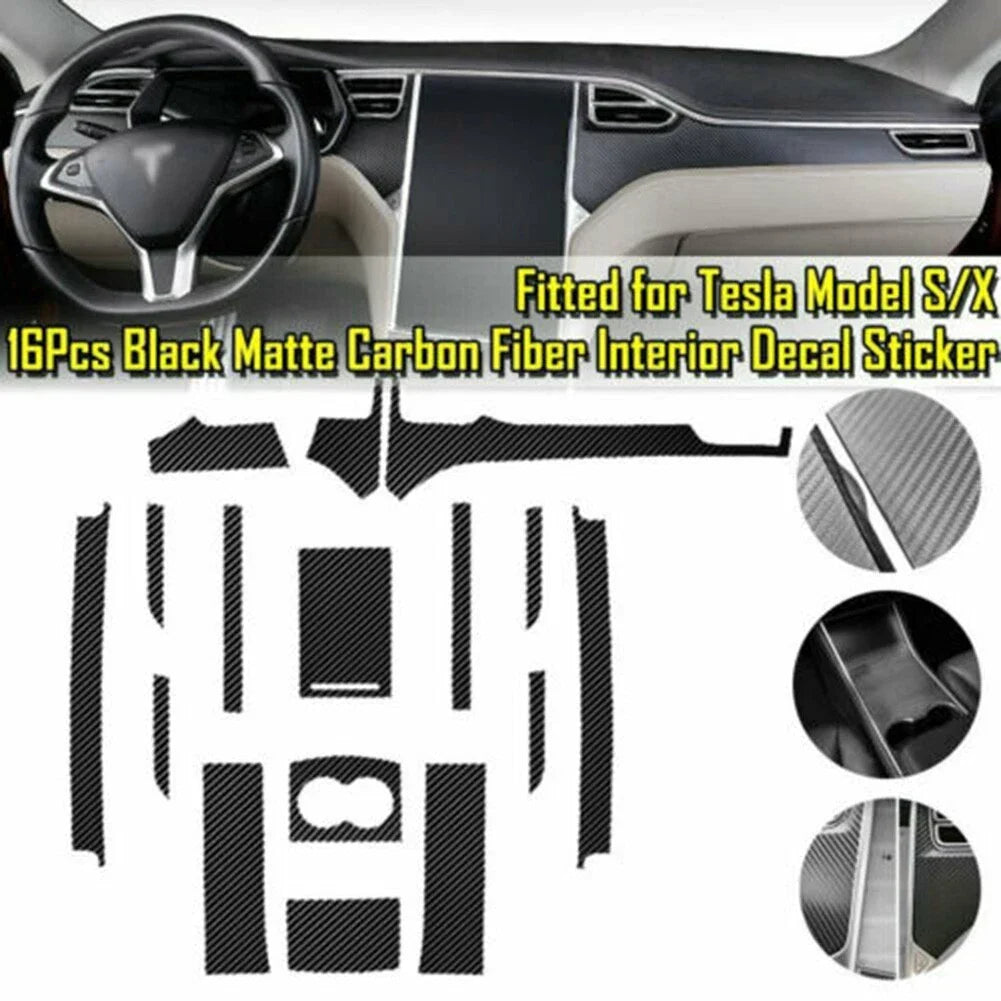 Carbon Fiber Center Console Wrap Vinyl Sticker Trim for Tesla Model X/S