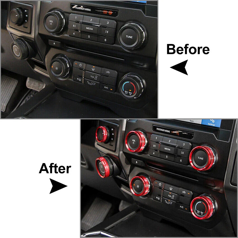 6x Air Conditioner Switch Knob Trim for Ford F150 XLT (2015-2020) Blue