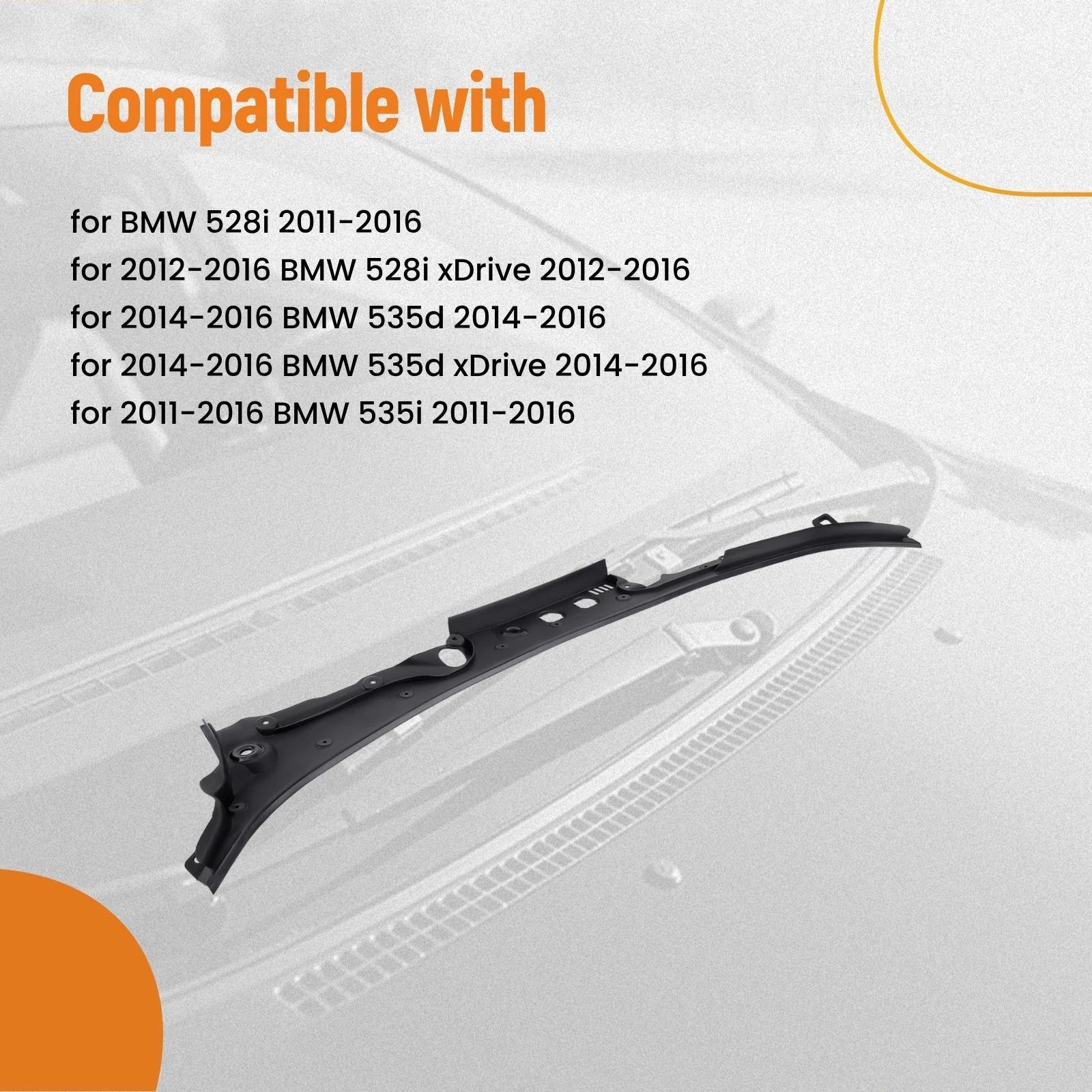 Windshield Cowl Panel Cover for BMW 5 Series 528i 535d 550i (2011–2016) 51717203124