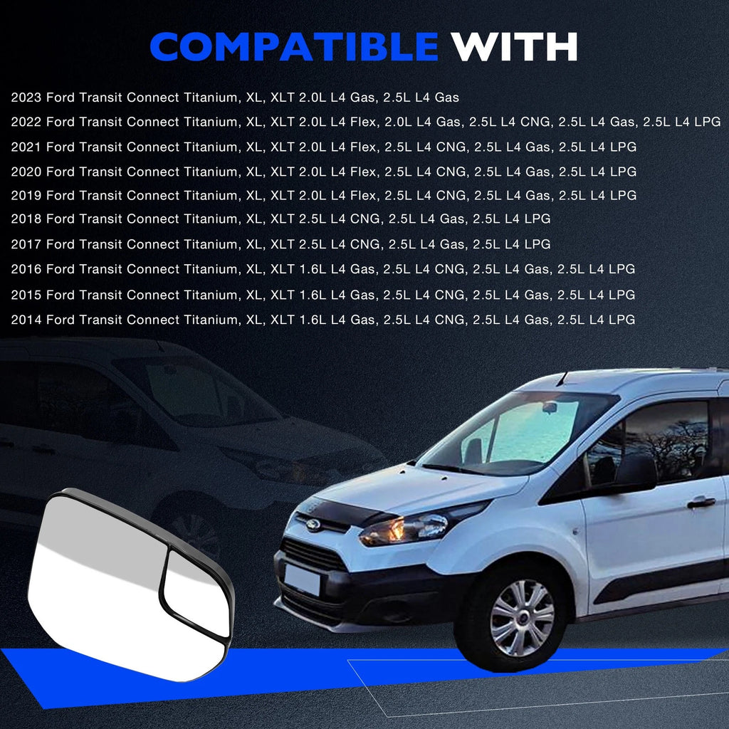 Passenger Right Side Mirror Glass for Ford Transit Connect (2014-2022)