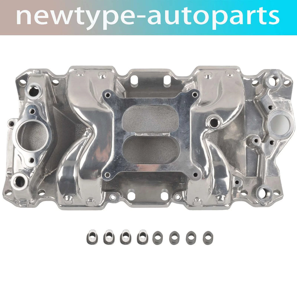 Intake Manifold Dual Plane Polished Aluminum for SBC Chevy 350 400 (1956–1986)
