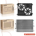 2Pc AC Condenser & Dual Cooling Fan Assembly Kit for Ford Edge (2015–2023)