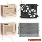 2Pc AC Condenser & Dual Cooling Fan Assembly Kit for Ford Edge (2015–2023)