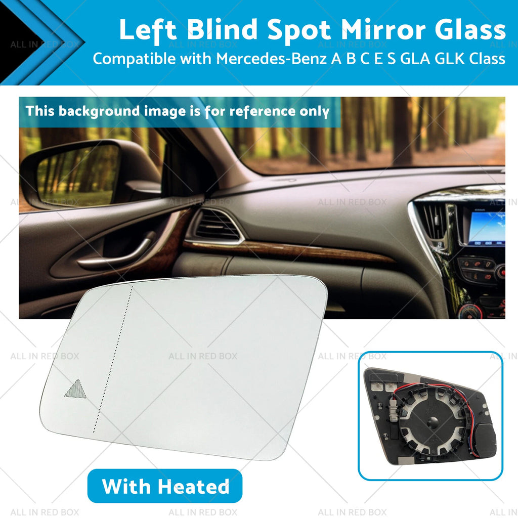 Left Blind Spot Mirror Glass for Mercedes-Benz GLA GLK Class W204 (2013–2019)