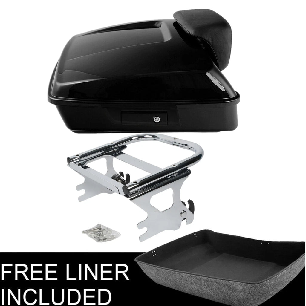 Black Chopped Trunk Pack Mount Rack for Harley Touring Street Glide (1997–2008)