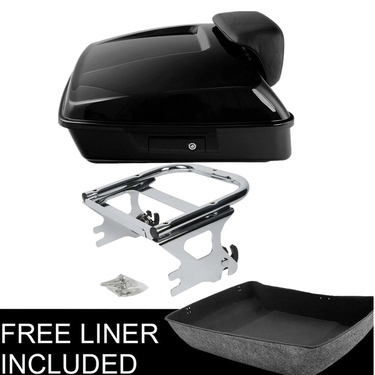 Black Chopped Trunk Pack Mount Rack for Harley Touring Street Glide (1997–2008)