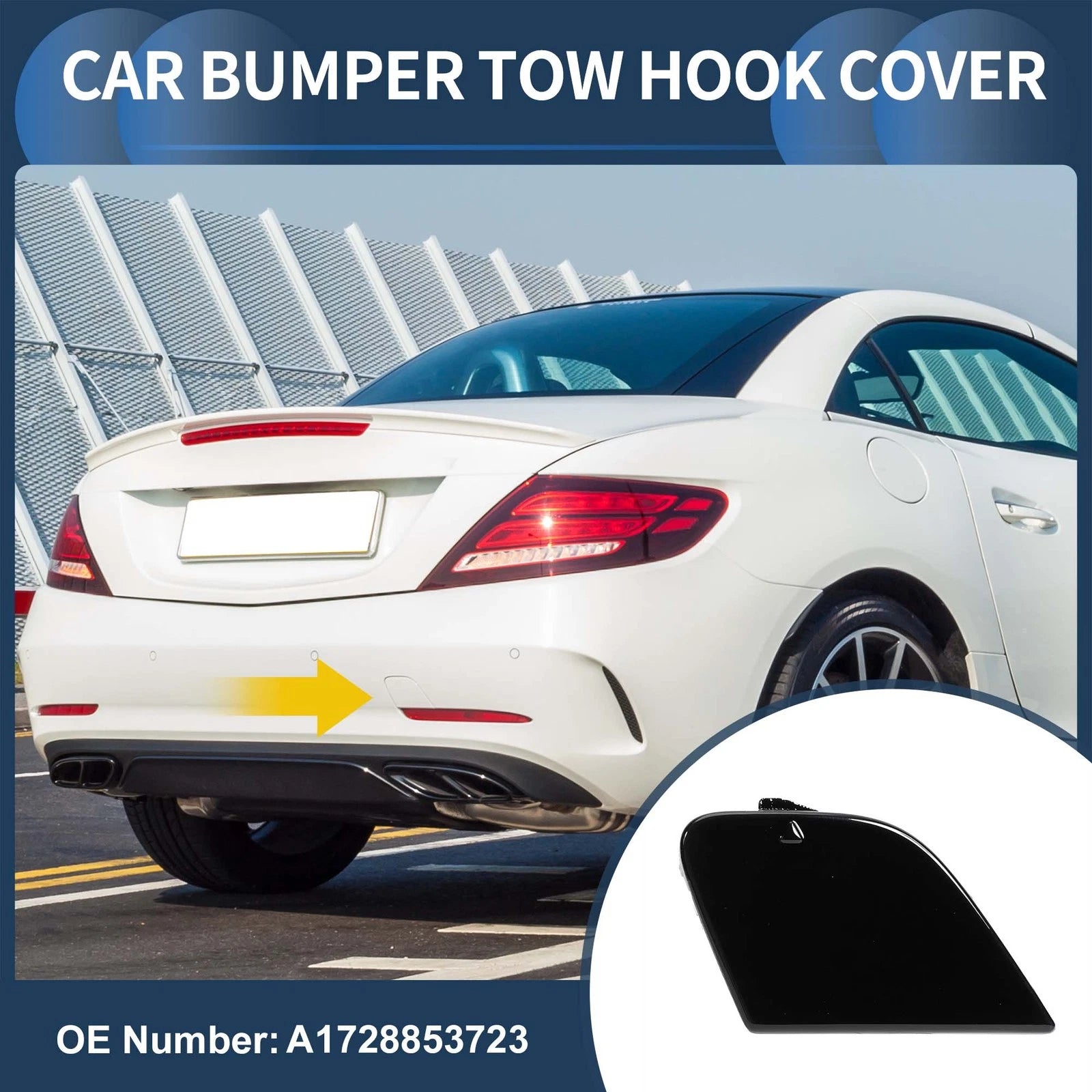 Rear Bumper Tow Hook Cover for Mercedes-Benz W172 R172 (2012–2019) No.A1728853723 Black
