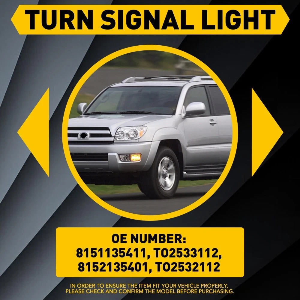 Front Bumper Turn Signal Lights DRL Lamps Assembly for Toyota 4Runner (2003–2005)