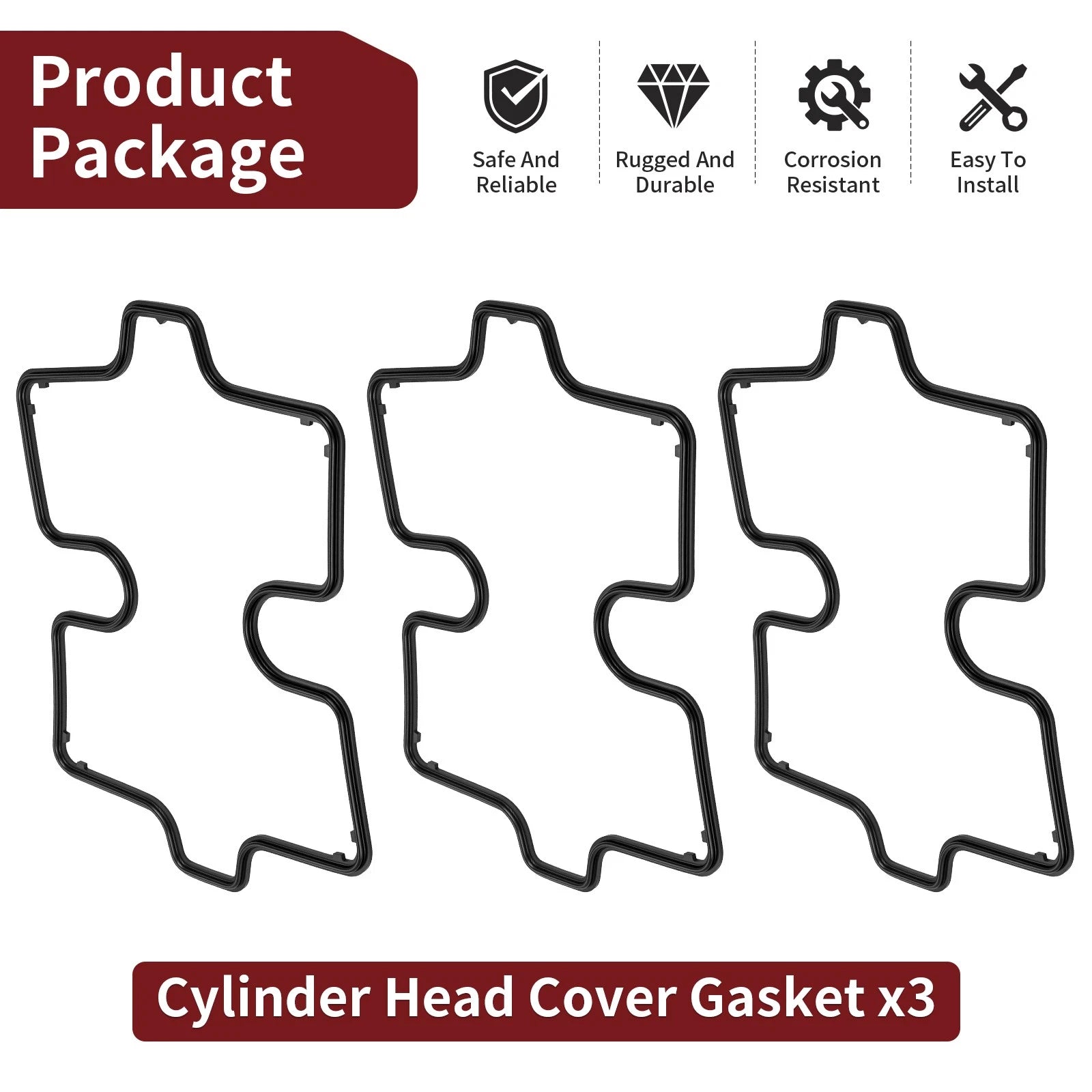 3PCS Cylinder Head Cover Gasket for Honda Magna Sabre Interceptor VF700 VF750 (1982–1986)