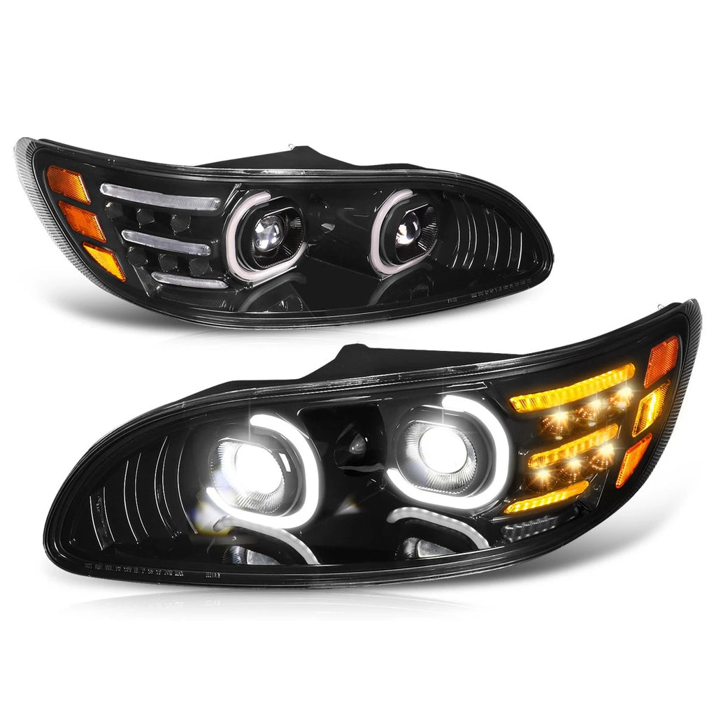 2X Dual C-Shape LED DRL Projector Headlights for Peterbilt Class 5 6 7 8 (1999–2020)