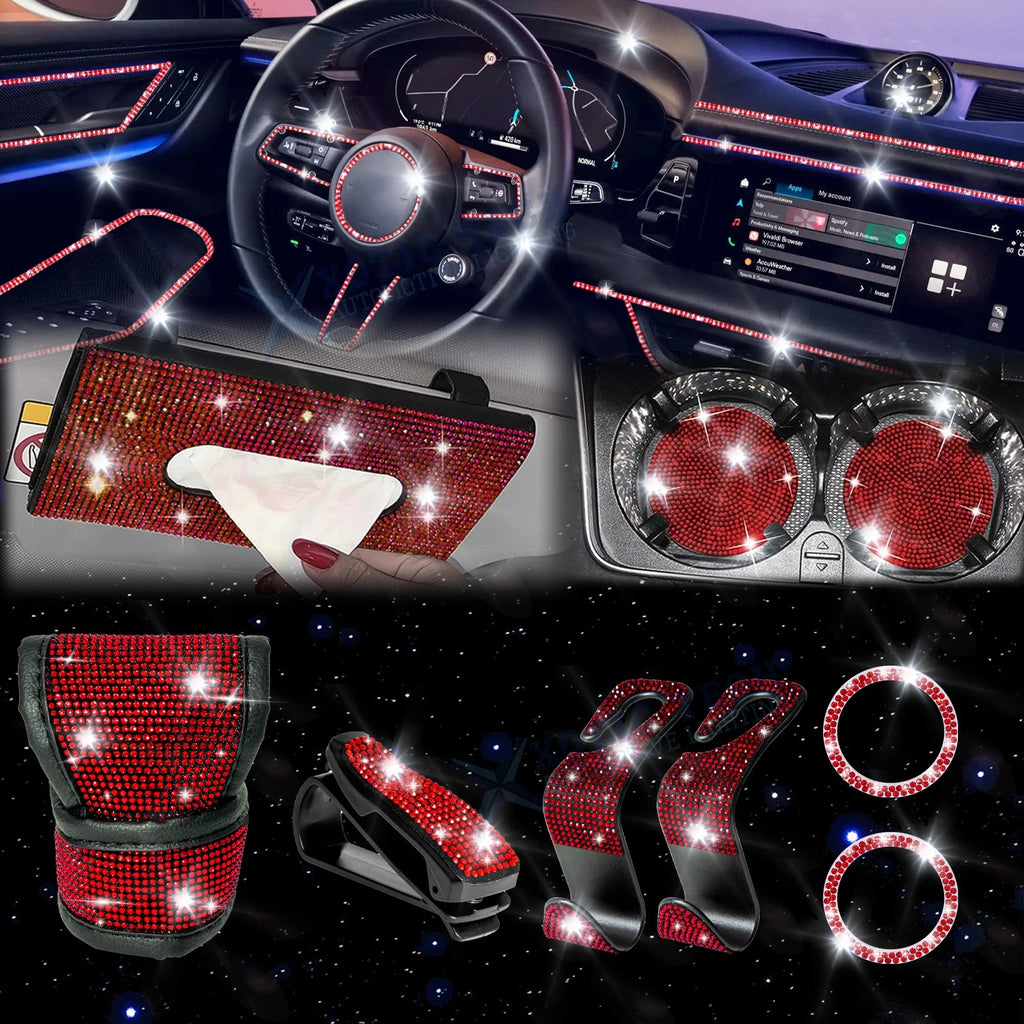 Diamond Engine Button Ring Gear Shift Cover Decoration Kit for Car (2010–2020)