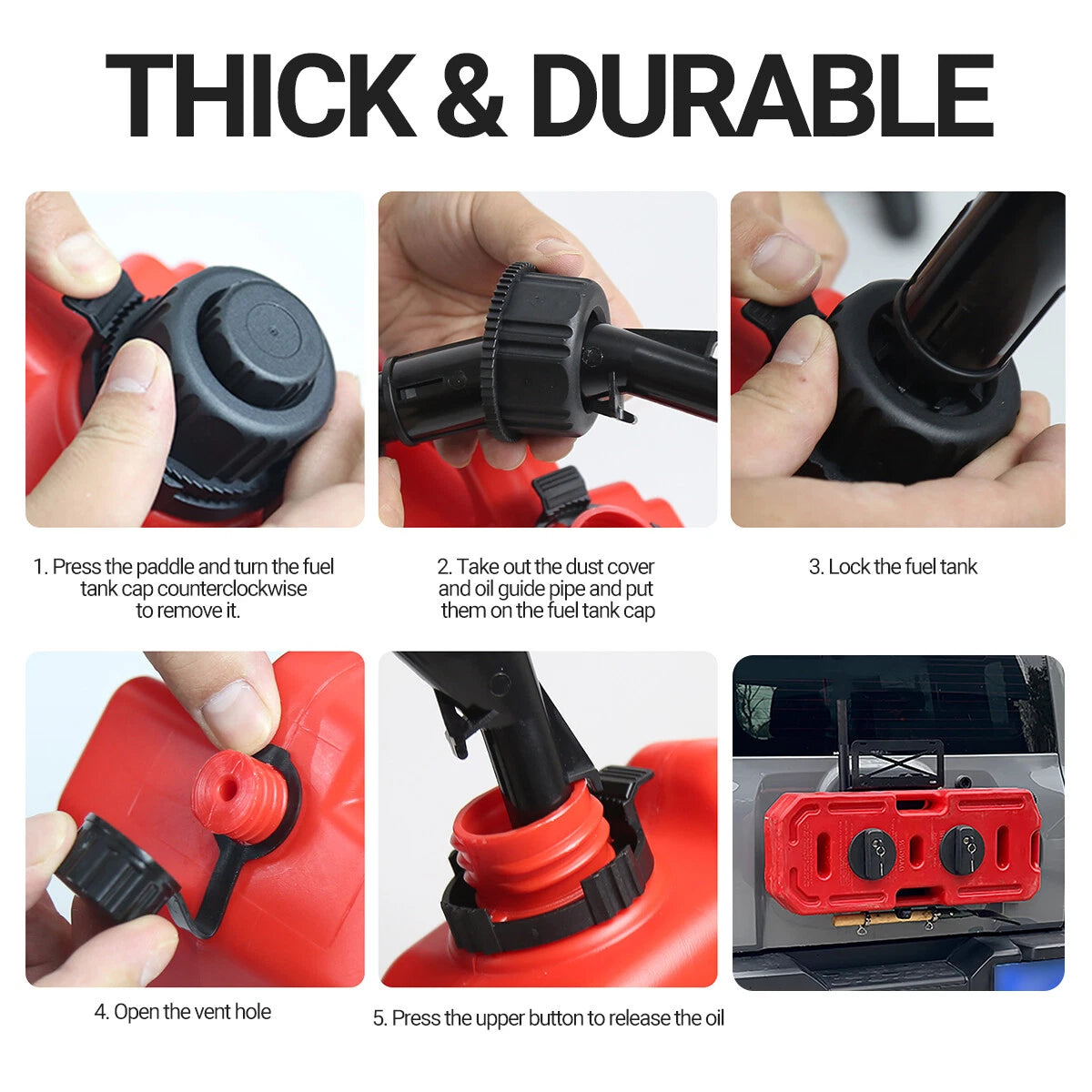 5 Gallon Fuel Pack Gas Can Tank for Jeep Offroad ATV (Lock)