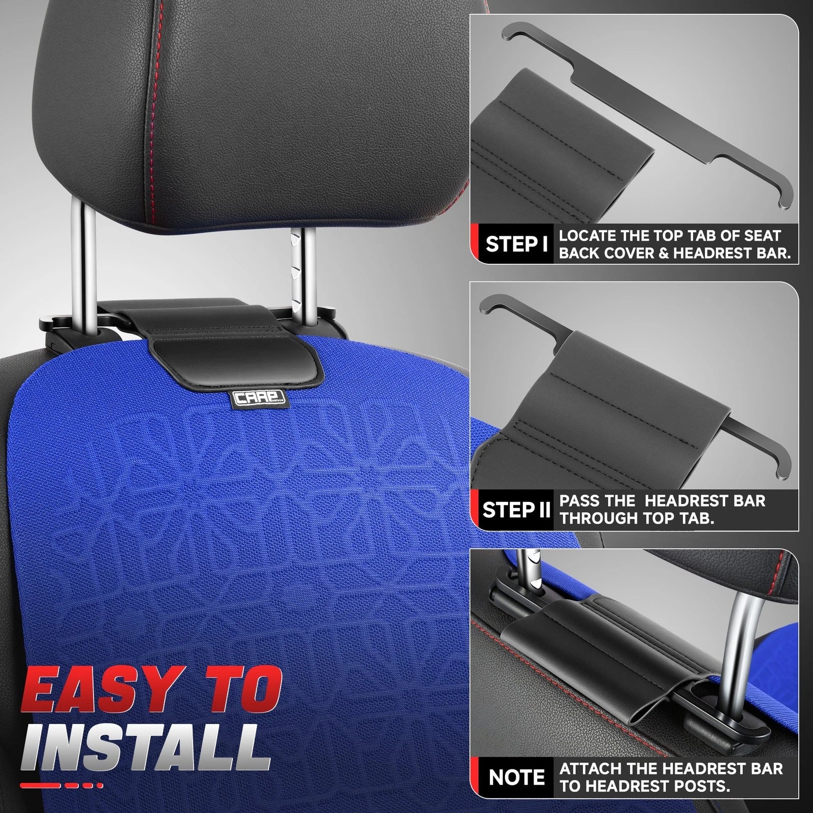 Set of 2 Front Row Seat Covers for Universal Fit Car Truck Blue