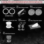 Diamond Engine Start Button Ring Gear Shift Cover Kit for Car (White)