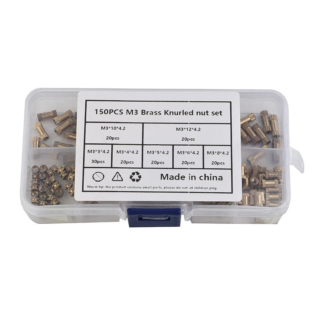 M3x3-12mm Brass Metric Threaded Heat Insert Metal Nut Assortment