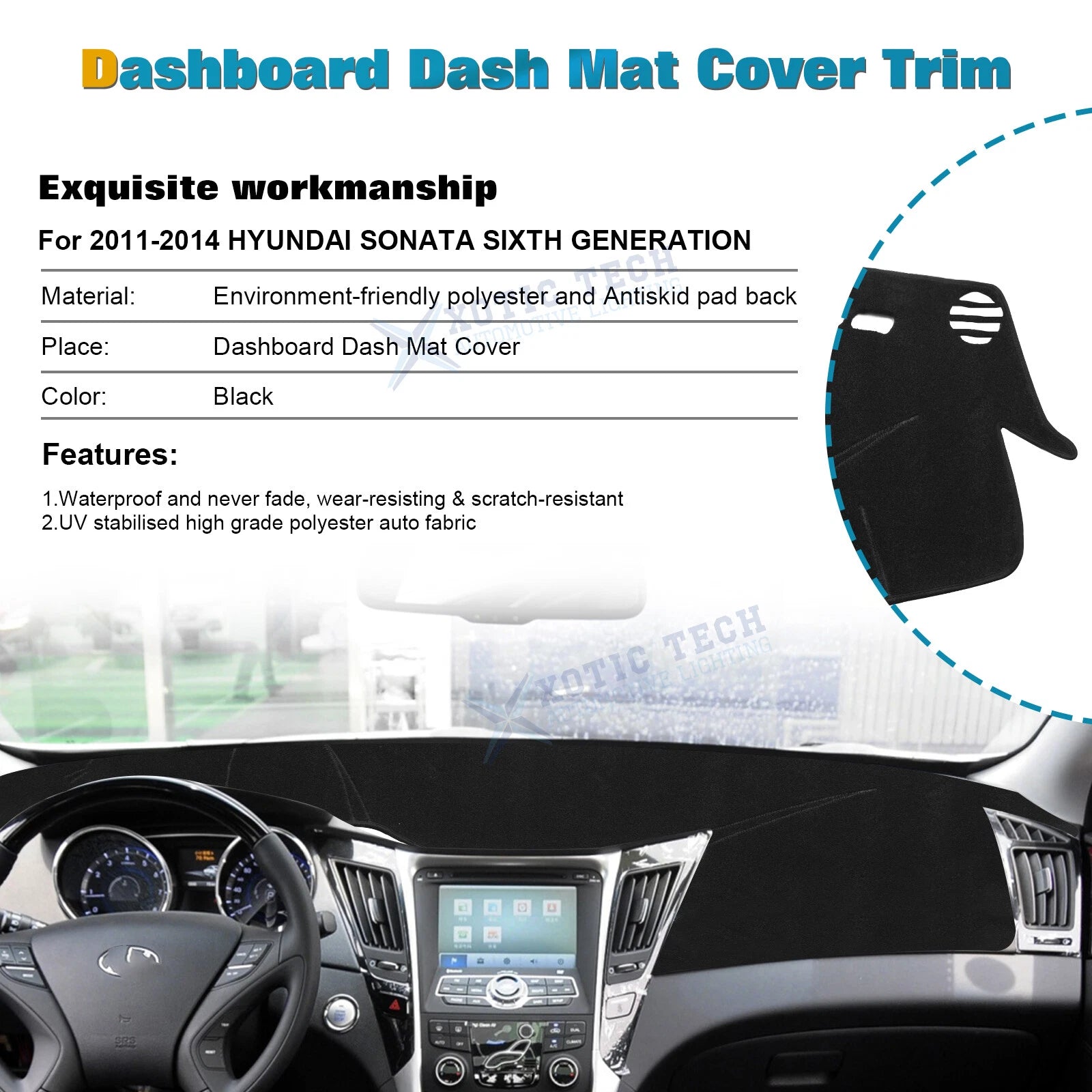 Non-Slip DashMat Carpet Cover for Hyundai Sonata (2011-2014)