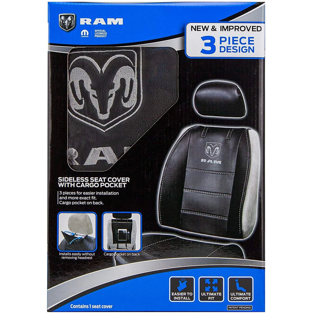3-Piece Sideless Synthetic Leather Seat Cover for Ram Truck
