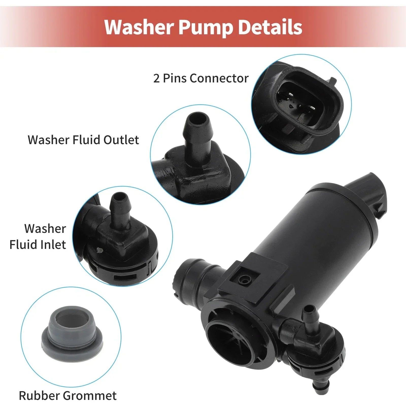 Windshield Washer Pump for Honda CR-V EX EX-L LX Touring (2017-2023)