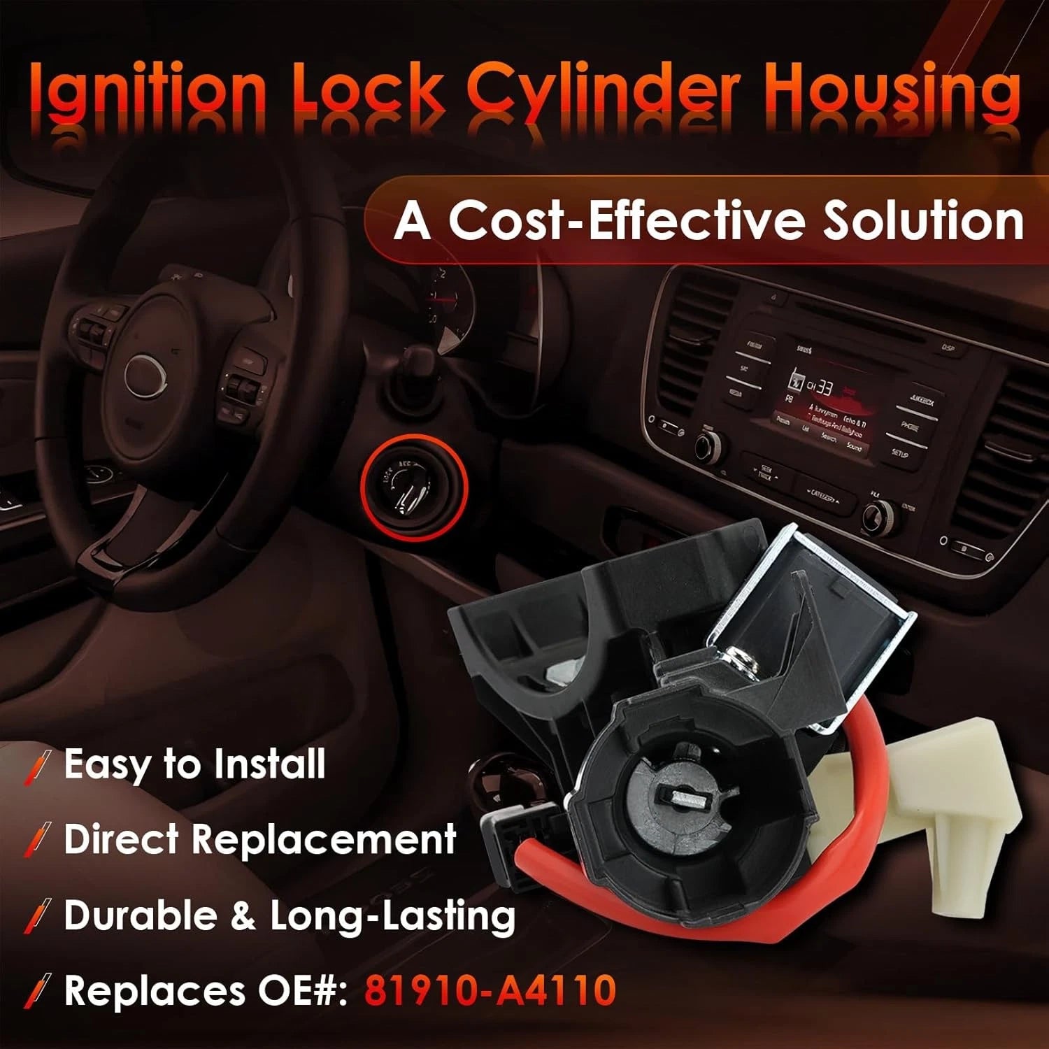Ignition Lock Switch Cylinder Housing for Kia Sedona, Hyundai Sonata (2015–2021)