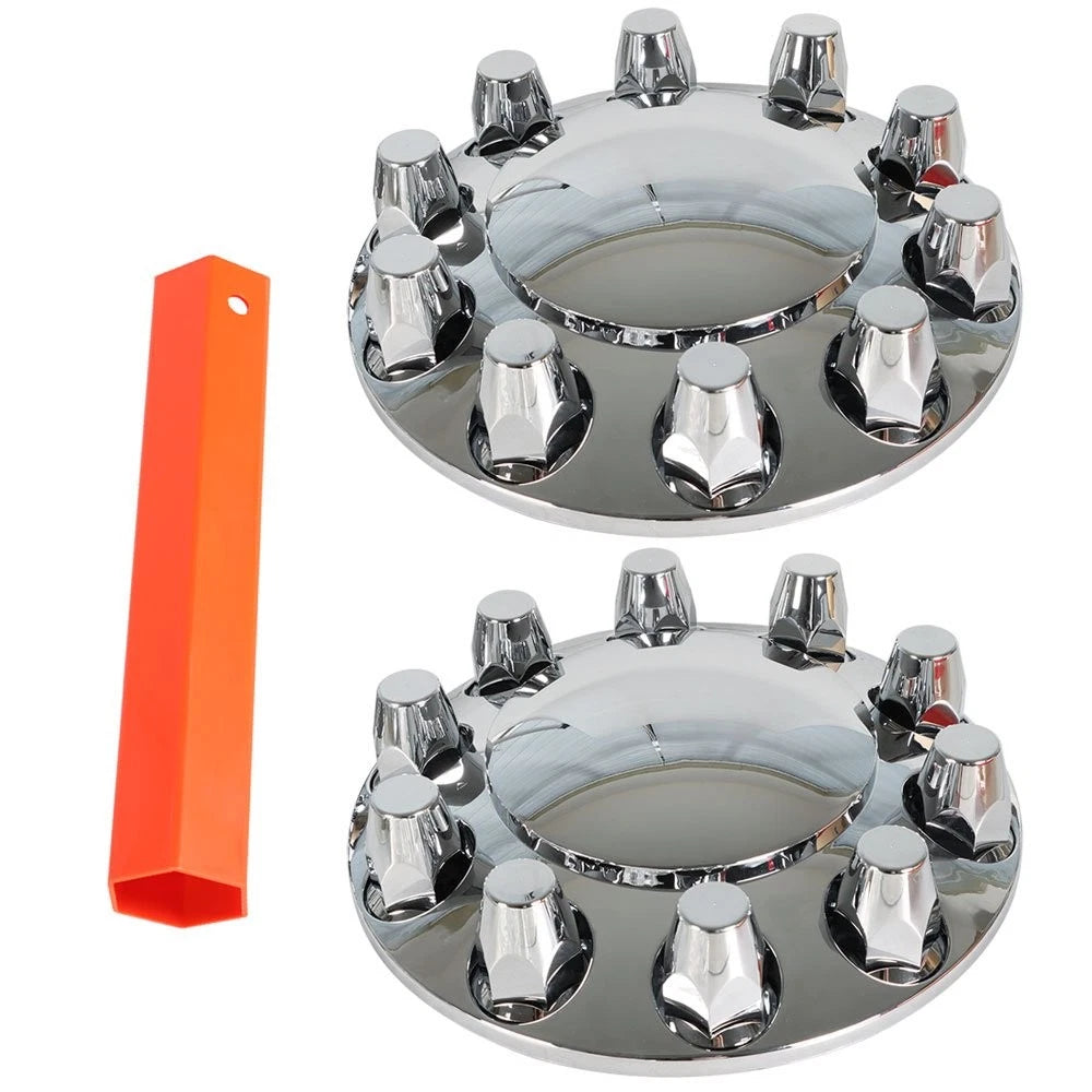 Set of 2 Chrome Wheel Axle Hub Covers for Semi (33MM)