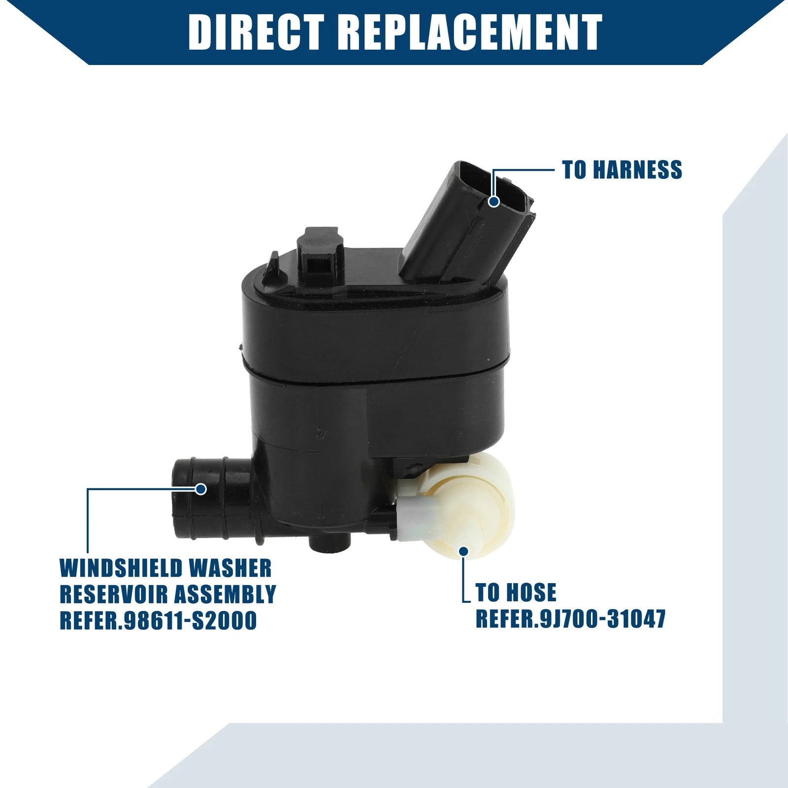 Windshield Washer Pump with Grommet for Hyundai Elantra GT (2018–2020)