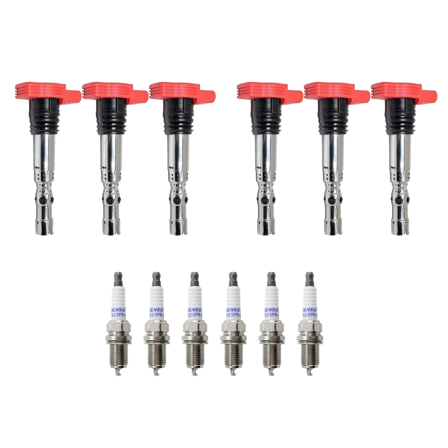 Set of 6 Ignition Coils & Denso Platinum Spark Plugs for Audi A4 A6 Quattro (2000–2006)