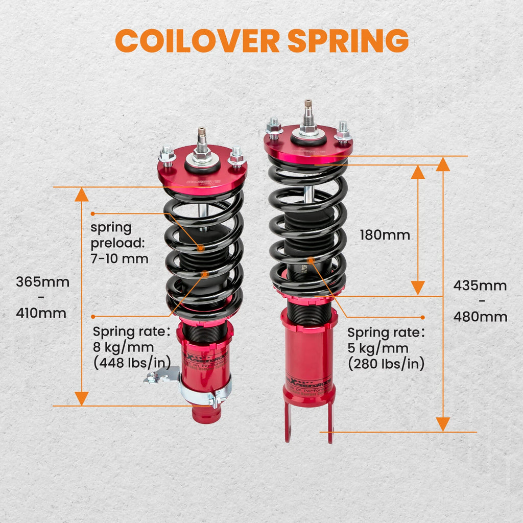 Coilovers & Adjustable Front Upper Camber Control Arm Kit for Honda Civic (1992–1995)