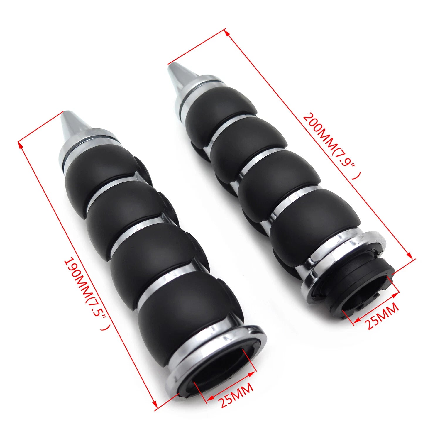1 Pair 1" Chrome Handlebar Grips for Harley Davidson XL (2000–2023)