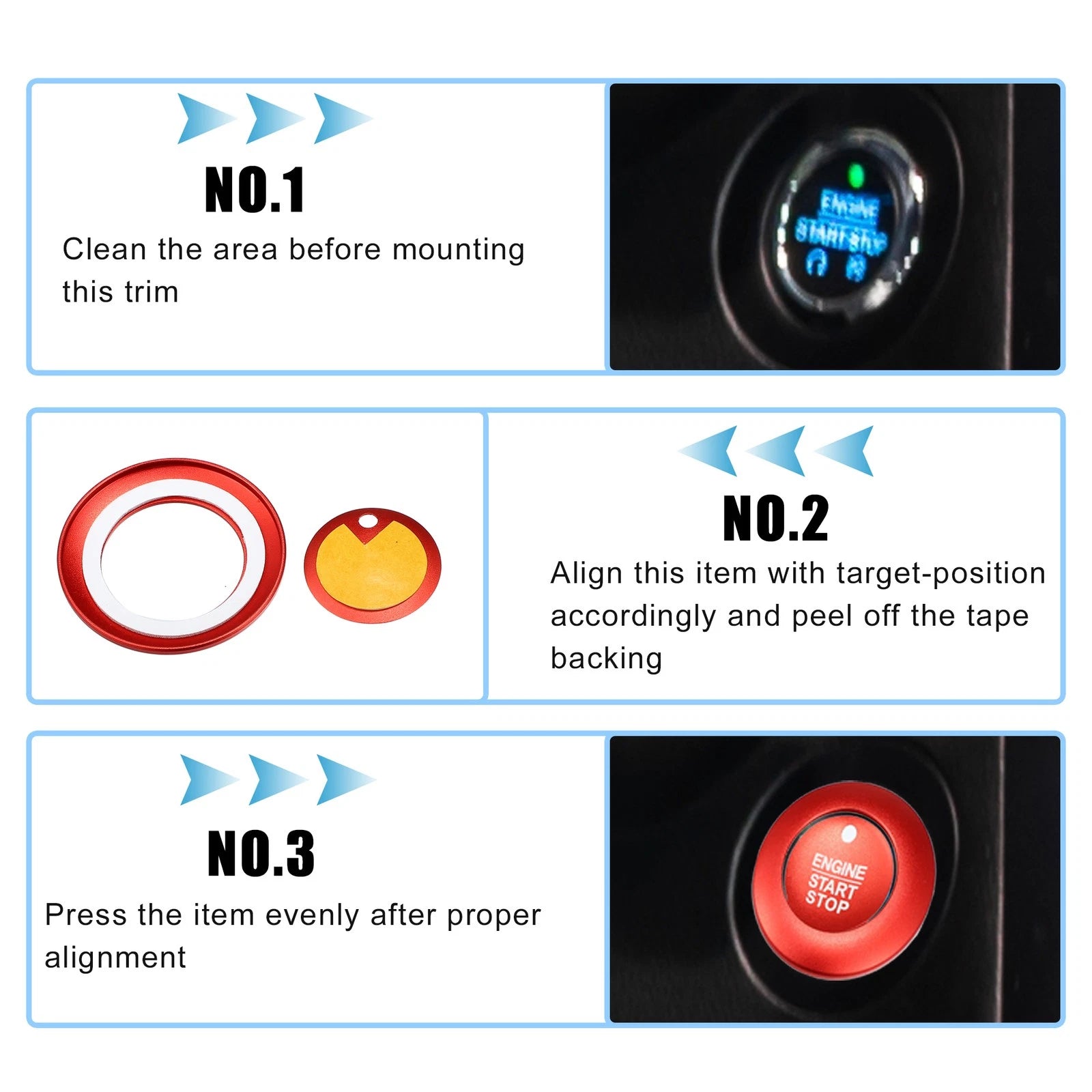 Engine Start Stop Button Cover Kit for Ford Explorer Hybrid (2011–2021) Red 723115121209