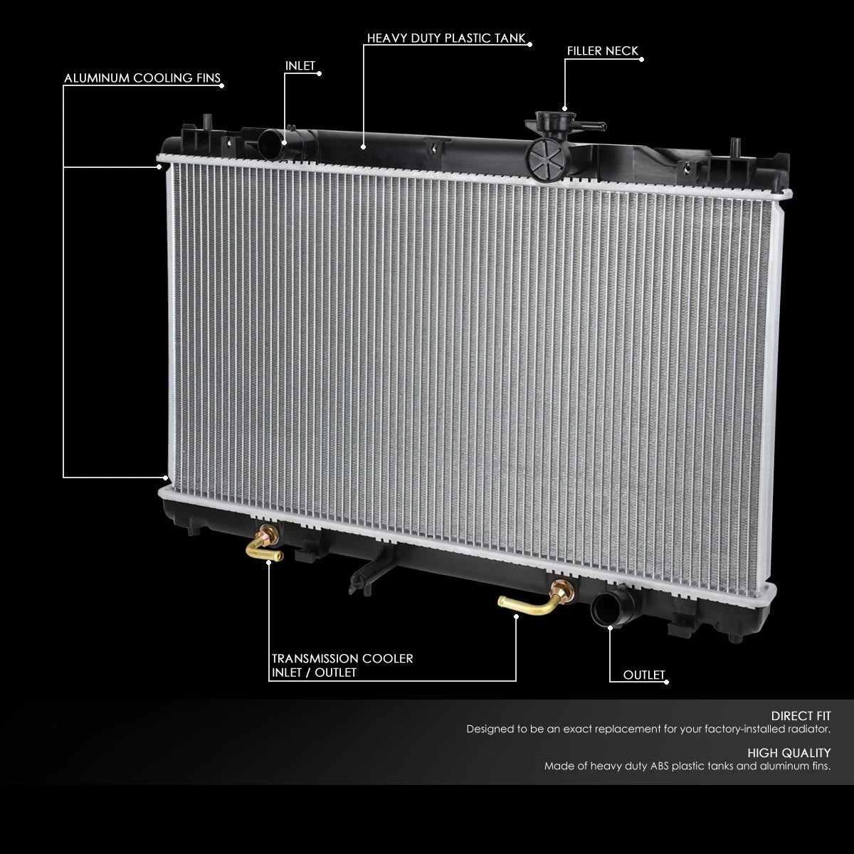 Full Aluminum Core Cooling Radiator for Toyota Camry/Solara L4 (2002–2008) DPI 2436