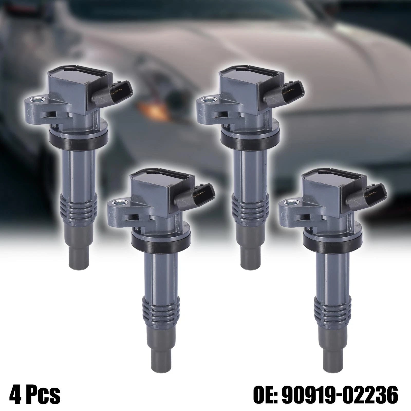 Set of 4 Ignition Coils for Toyota Matrix Corolla Solara (2003–2008) 90919-02236