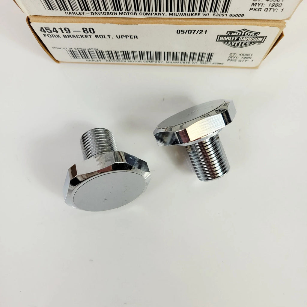 Set of 2 Upper Fork Bracket Bolts for Harley-Davidson (45419-80)